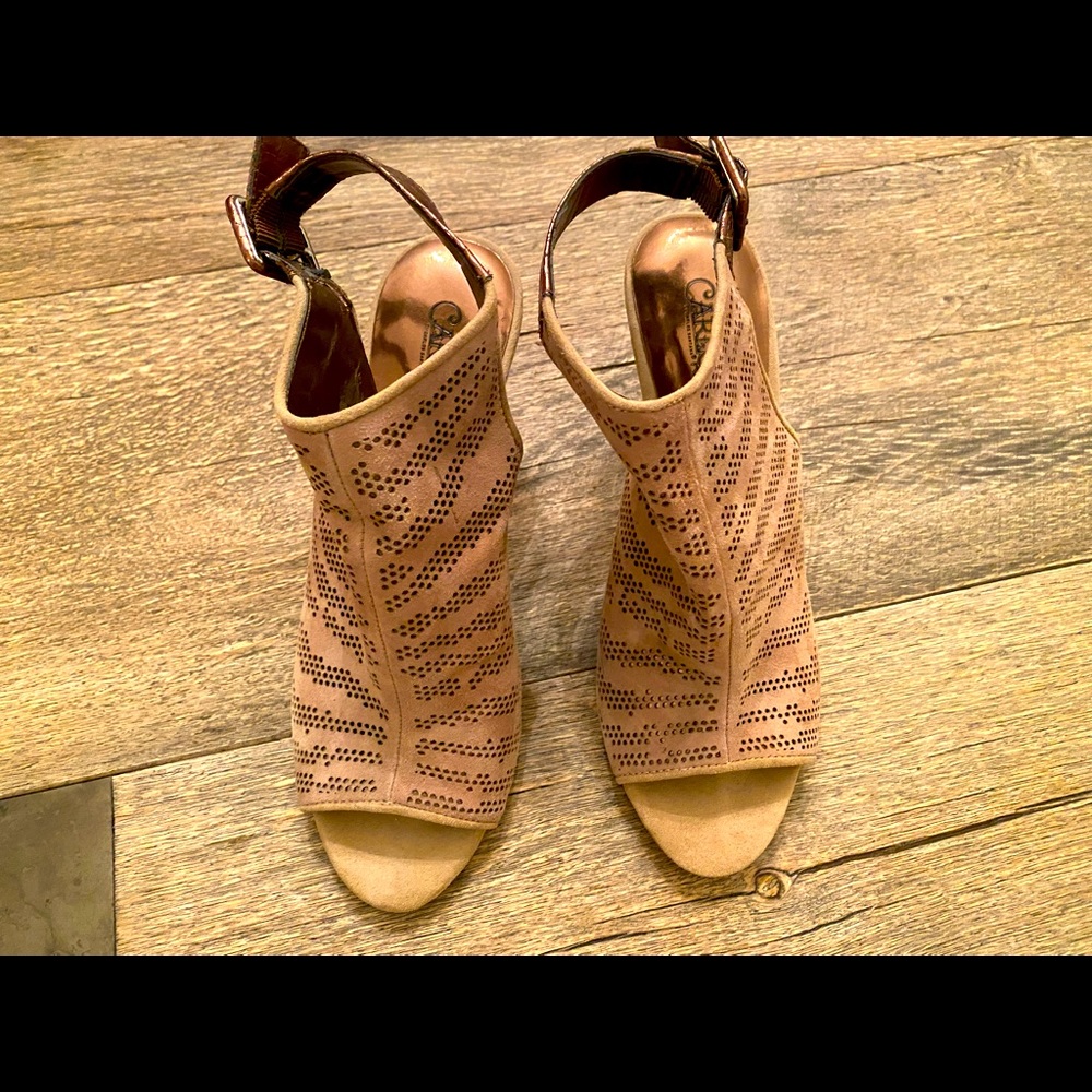 Carlos Santana Suede Animal Print Dress Sandals